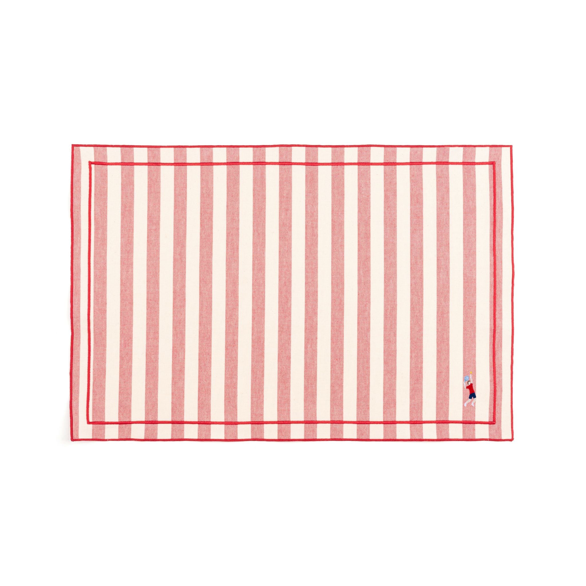 Roupa de mesa Barra, em algodão, com desportistas retro bordados - Image 156
