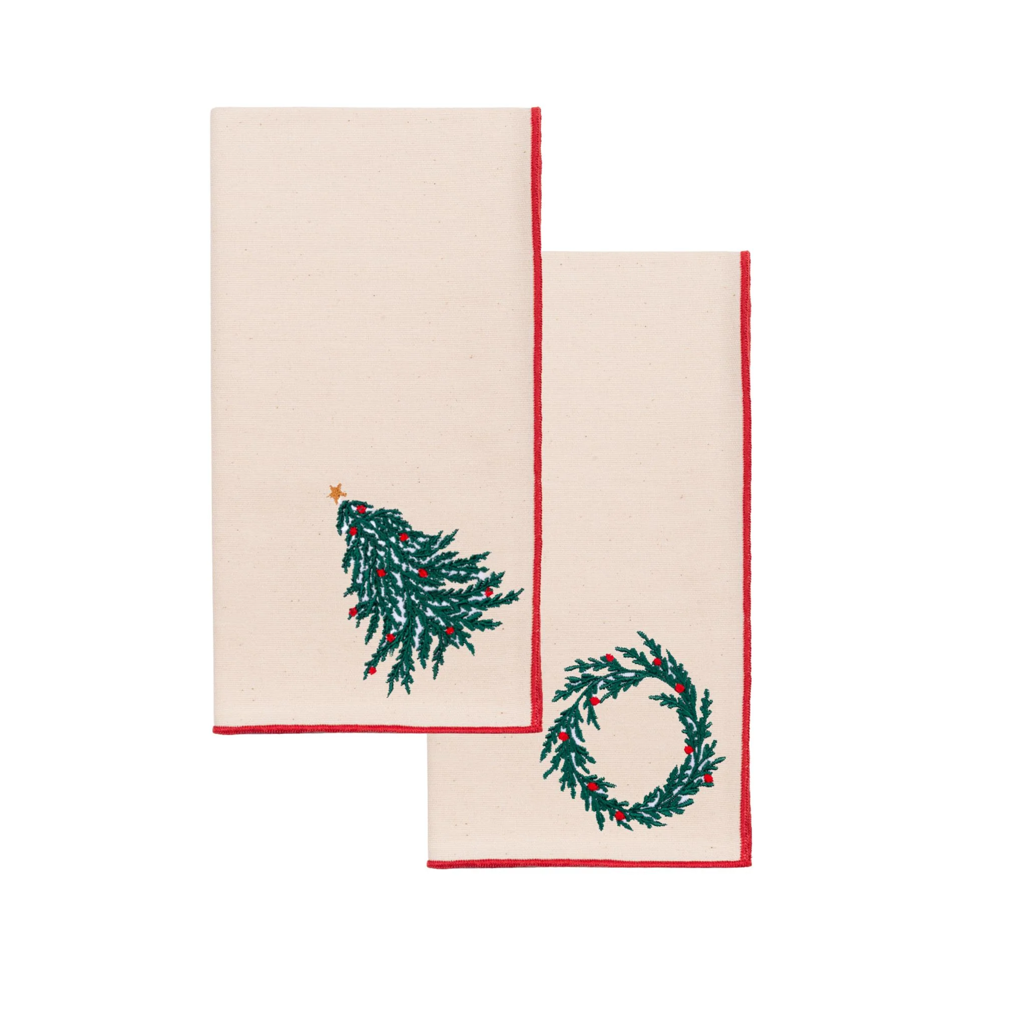 Roupa de mesa Nazaré em cru, em algodão, com árvore e coroa de Natal bordadas - Image 19
