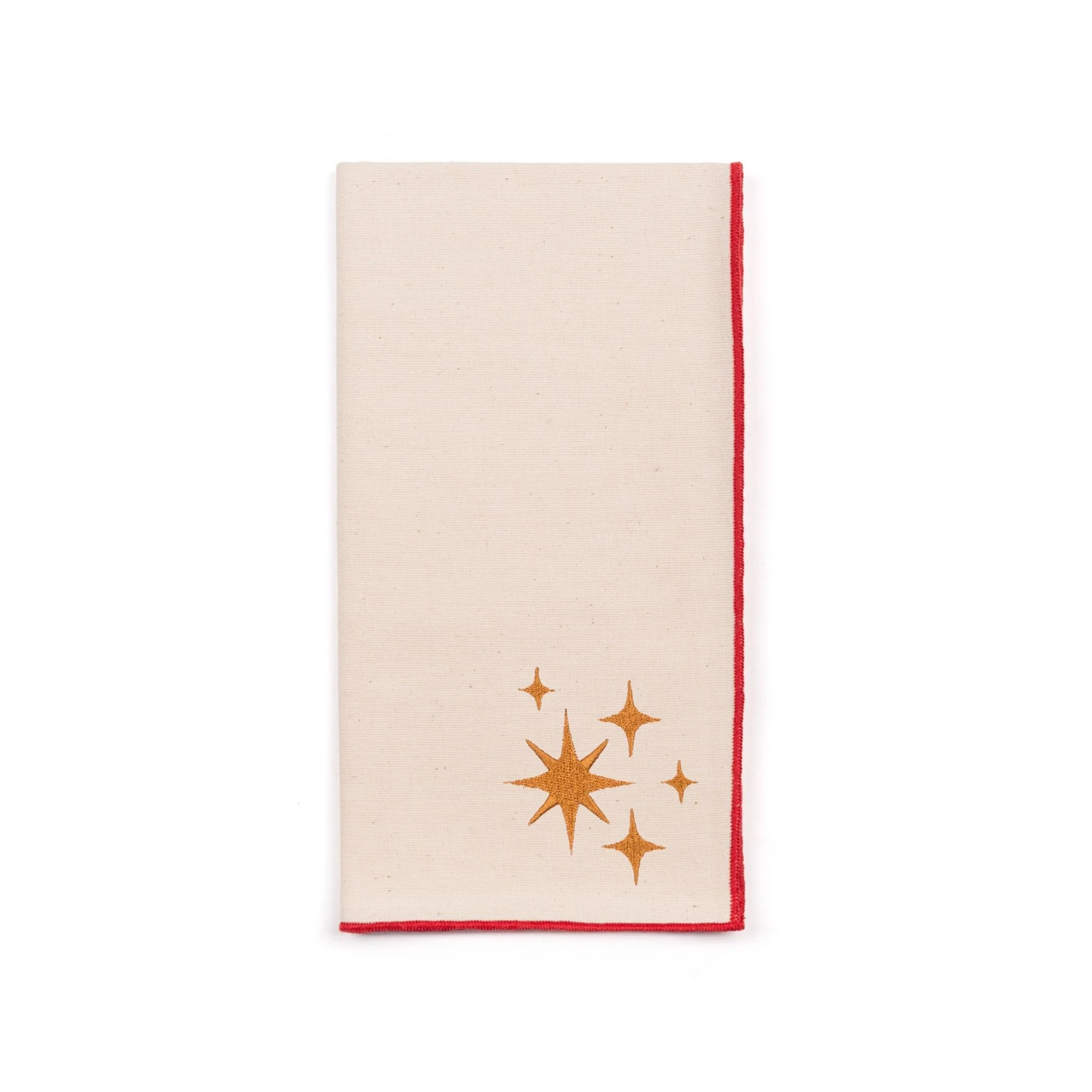 Roupa de mesa Nazaré em cru, em algodão, com bordados de estrelas