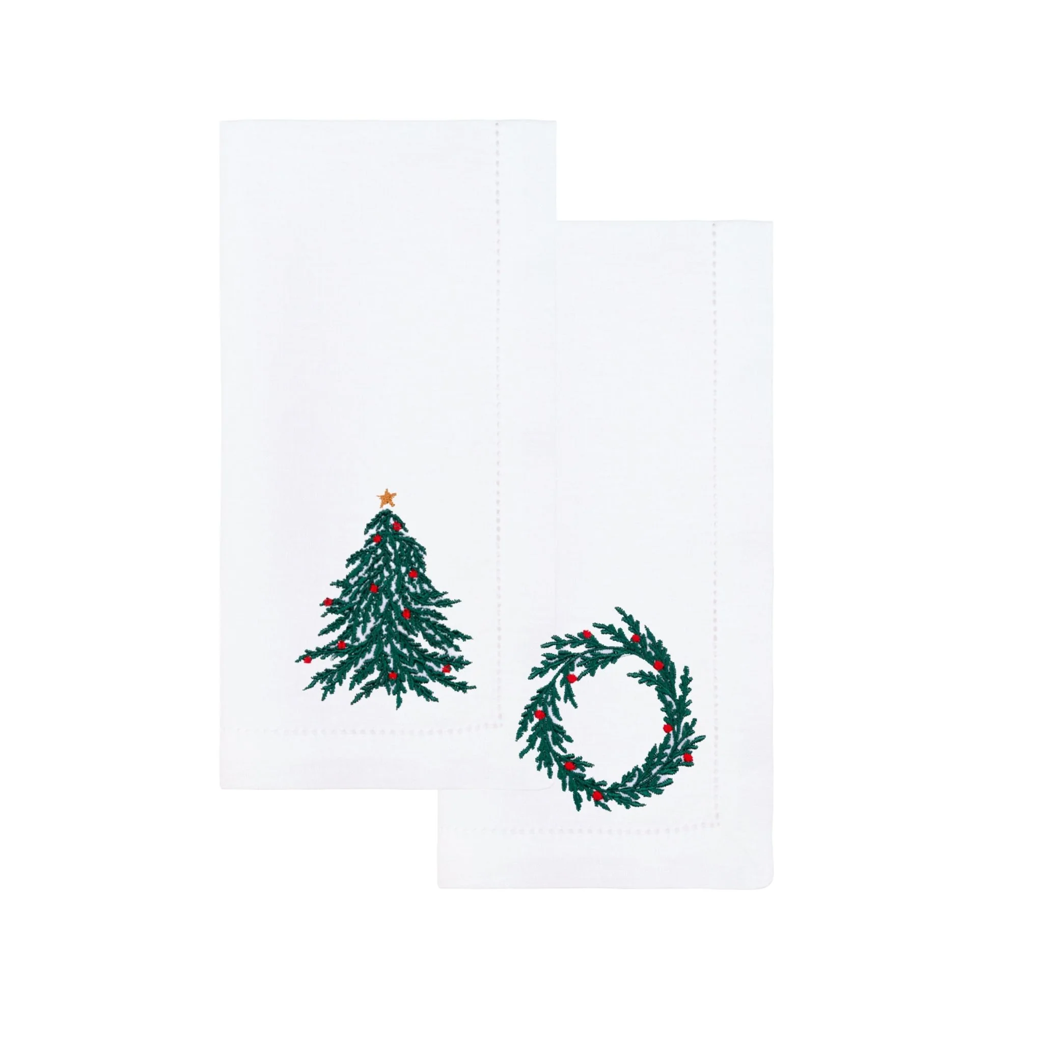 Roupa de mesa Mafra, em algodão, com árvore e coroa de Natal bordadas - Image 13