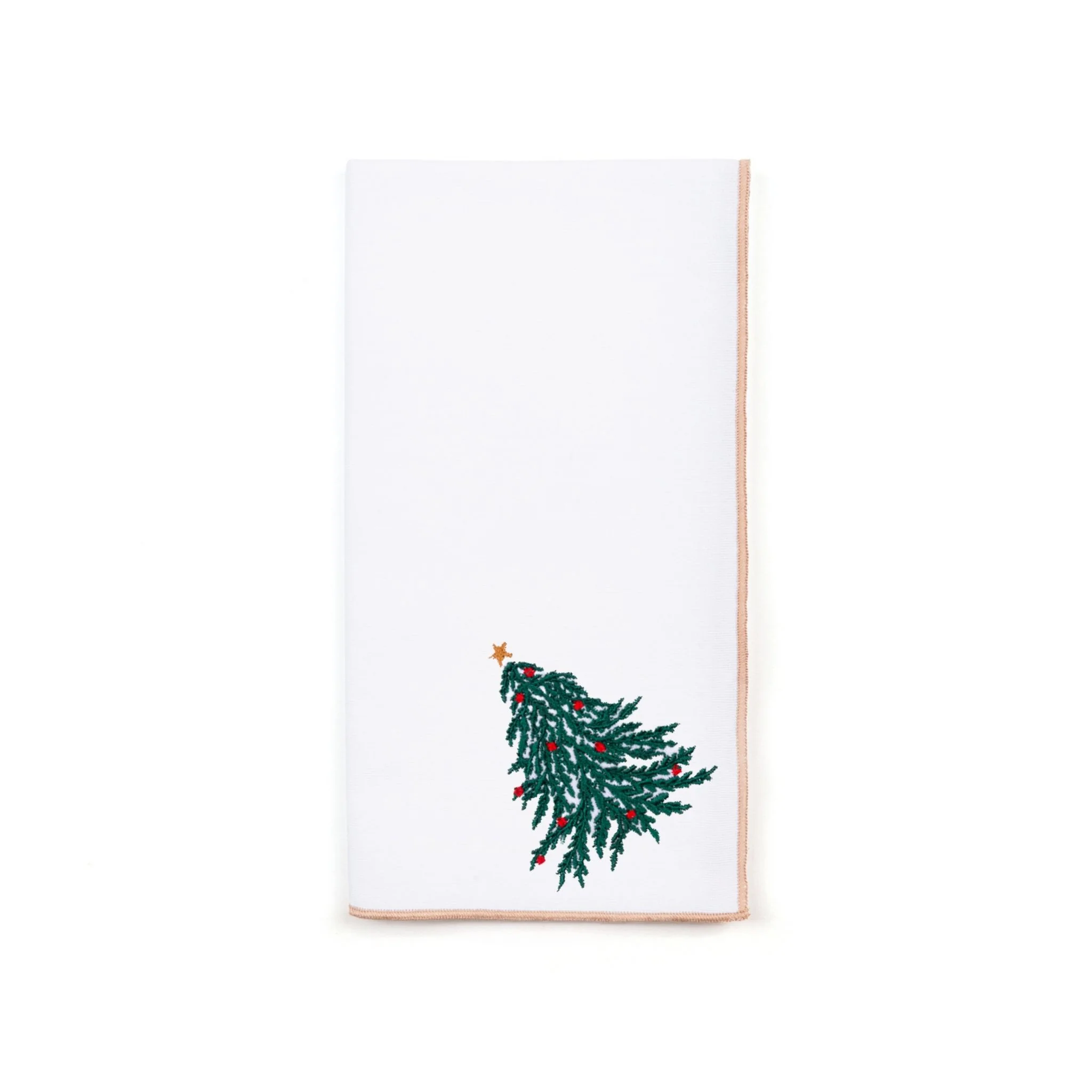 Roupa de mesa Nazaré branca, em algodão, com árvore e coroa de Natal bordadas - Image 15