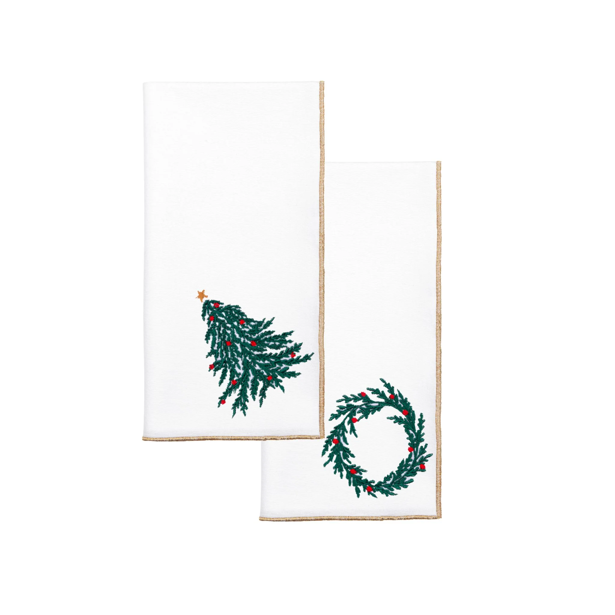 Roupa de mesa Nazaré branca, em algodão, com árvore e coroa de Natal bordadas - Image 28