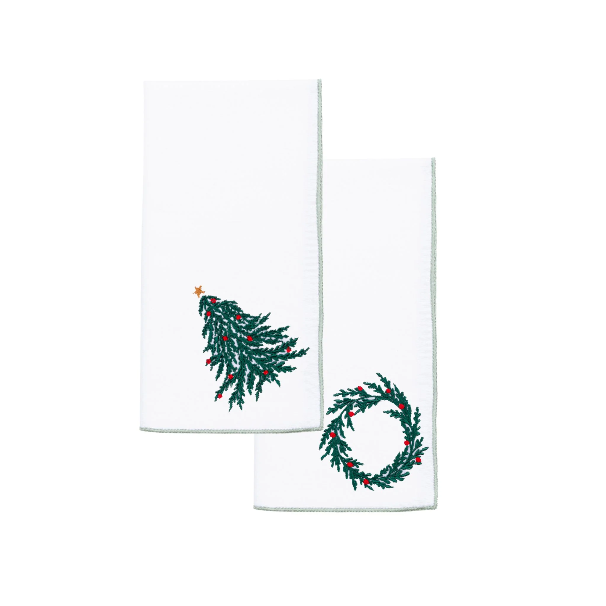 Roupa de mesa Nazaré branca, em algodão, com árvore e coroa de Natal bordadas - Image 31