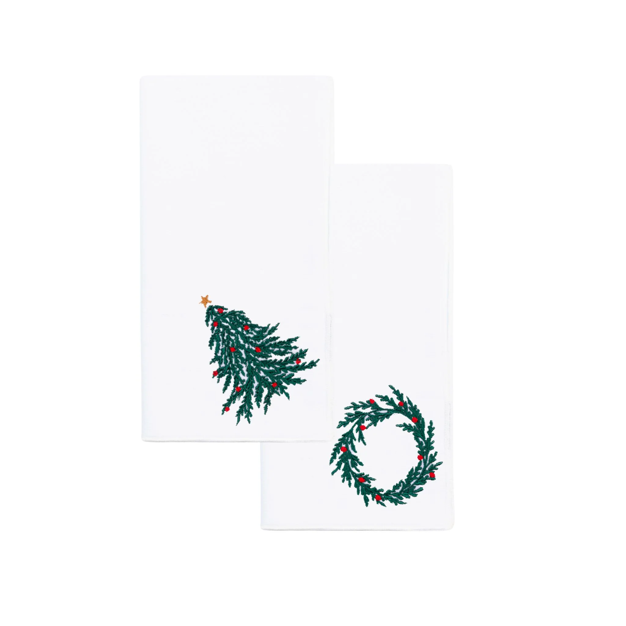 Roupa de mesa Nazaré branca, em algodão, com árvore e coroa de Natal bordadas - Image 34