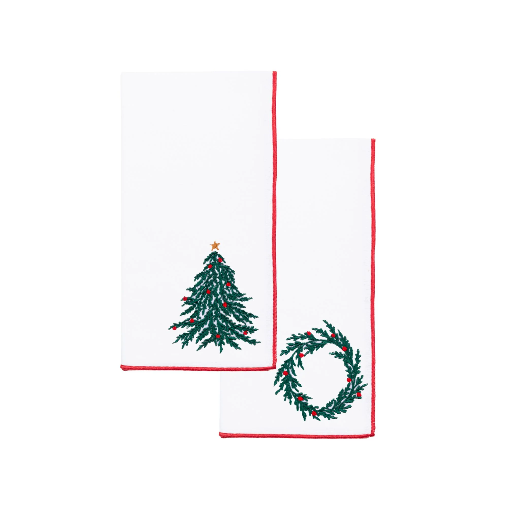 Roupa de mesa Nazaré branca, em algodão, com árvore e coroa de Natal bordadas - Image 37